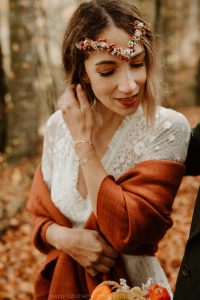 portrait de mariée automne